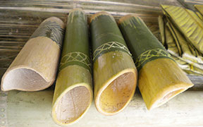 Thick stems of bamboo trees are hollowed out for Apong, the traditional rice beer that's consumed on a daily basis by the Galos