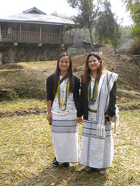 Dressed in their traditional attire, these young Galo women are getting ready for the Mopin harvest festival